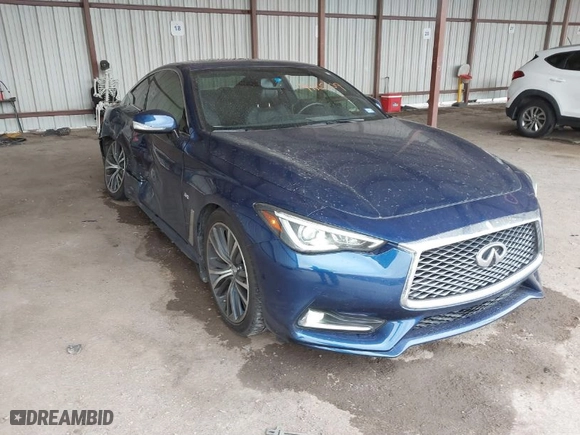 2018 Infiniti Q60 3.0t LUXE with VIN JN1EV7EK0JM340059, listed as a IAAI auction lot 41165109 with 50,751 mi miles. Bid and sale history available at carsss.com. Image 1.