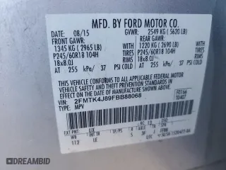 2015 Ford Edge SEL with VIN 2FMTK4J89FBB88068, listed as a Copart auction lot 82258144 with 116,887 mi miles and Salvage Title. Bid and sale history available at carsss.com. Image 15.