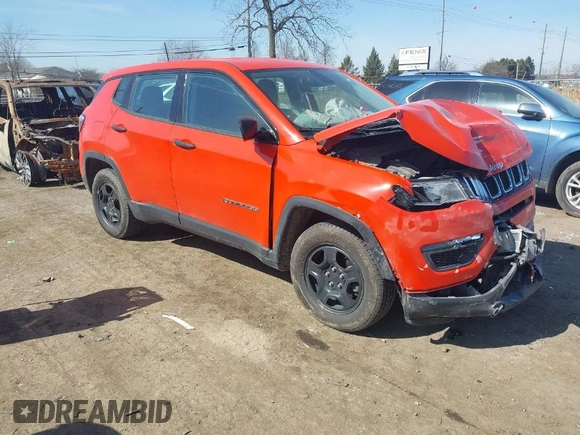 2018 Jeep Compass Sport with VIN 3C4NJCAB2JT169736, listed as a IAAI auction lot 41794046 with 86,998 mi miles. Bid and sale history available at carsss.com. Image 1.