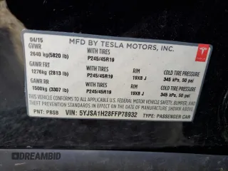 2015 Tesla Model S 85D with VIN 5YJSA1H28FFP78932, listed as a Copart auction lot 47893275 with 139,019 mi miles and Salvage Title. Bid and sale history available at carsss.com. Image 12.