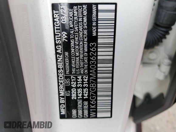 2021 Mercedes-Benz S 580 z VIN W1K6G7GB7MA036263, wystawiony jako Copart lot #37220293 z przebiegiem 15 168 mil mil oraz . Historia ofert i sprzedaży dostępna na DreamBid. Obrazek 12.