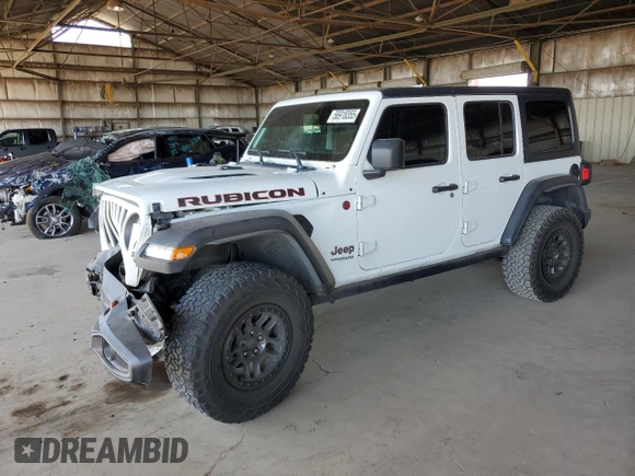 2021 Jeep Wrangler Unlimited Rubicon z VIN 1C4JJXFG5MW767036, wystawiony jako Copart lot #56918355 z przebiegiem 52 994 mil mil oraz Szkoda całkowita • Salvage title. Historia ofert i sprzedaży dostępna na DreamBid. Obrazek 1.