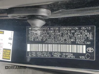 2013 Toyota Prius One with VIN JTDKN3DU4D5651505, listed as a Copart auction lot 54794035 with 176,101 mi miles and Salvage Title. Bid and sale history available at DreamBid. Image 12.