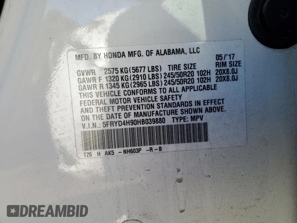 2017 Acura MDX Advance z VIN 5FRYD4H90HB039880, wystawiony jako Copart lot #44119975 z przebiegiem 100 531 mil mil oraz Szkoda całkowita • Salvage title. Historia ofert i sprzedaży dostępna na DreamBid. Obrazek 12.