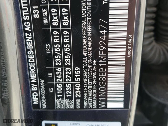 2021 Mercedes-Benz GLC with VIN W1N0G8EB1MF924477, listed as a Copart auction lot 53148125 with 52,288 mi miles and Salvage Title. Bid and sale history available at carsss.com. Image 13.