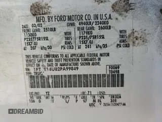 2002 Ford Ranger XL with VIN 1FTYR14U82PA99849, listed as a Copart auction lot 52365325 with 248,297 mi miles and Salvage Title. Bid and sale history available at DreamBid. Image 14.