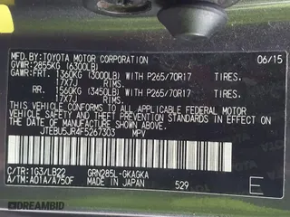 2015 Toyota 4Runner Limited with VIN JTEBU5JR4F5267303, listed as a IAAI auction lot 40769369 with 145,090 mi miles. Bid and sale history available at carsss.com. Image 9.