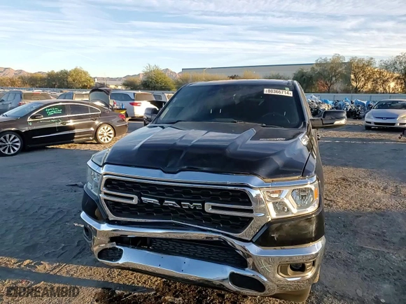 2022 Ram 1500 Big Horn with VIN 1C6RREMT6NN408065, listed as a Copart auction lot 80366714 with 17,690 mi miles and Salvage Title. Bid and sale history available at carsss.com. Image 13.