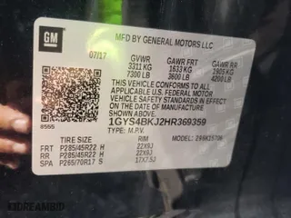 2017 Cadillac Escalade Luxury with VIN 1GYS4BKJ2HR369359, listed as a Copart auction lot 64617964 with 105,931 mi miles and Salvage Title. Bid and sale history available at carsss.com. Image 14.
