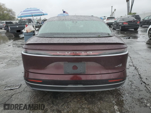 2024 Lucid Air Pure with VIN 50EA1PGA4RA009036, listed as a Copart auction lot 45350475 with 0 mi miles and Salvage Title. Bid and sale history available at carsss.com. Image 6.