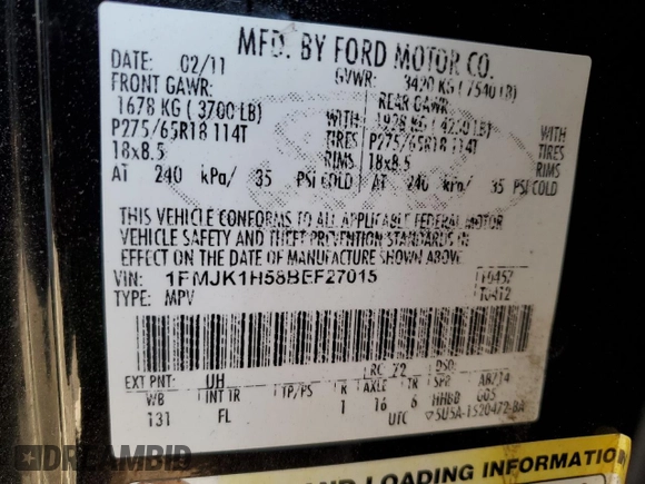 2011 Ford Expedition Max XLT с VIN 1FMJK1H58BEF27015, выставлен на аукционе Copart как лот 75452844 с пробегом 244 799 миль миль и Списание • Salvage title. История ставок и продаж доступна на DreamBid. Изображение 16.