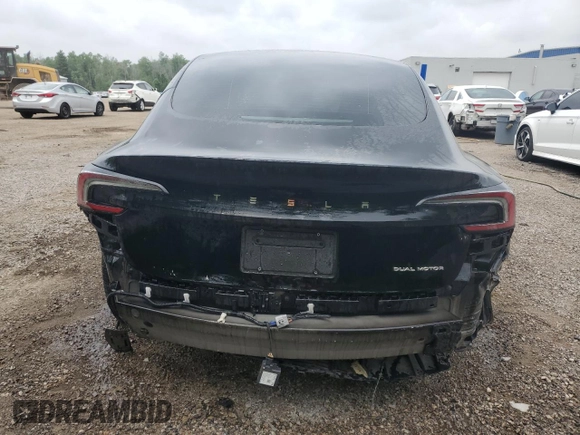 2025 Tesla Model 3 Long Range with VIN 5YJ3E1EB6SF923974, listed as a Copart auction lot 57059495 with 9,108 mi miles and Salvage title. Bid and sale history available at DreamBid. Image 6.