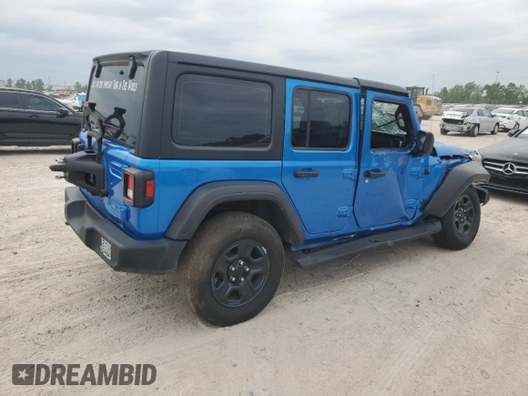 2022 Jeep Wrangler Unlimited Sport with VIN 1C4HJXDN6NW232539, listed as a Copart auction lot 52146025 with 29,571 mi miles and Salvage Title. Bid and sale history available at DreamBid. Image 3.