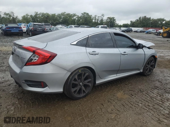 2019 Honda Civic Sport with VIN 2HGFC2F80KH583583, listed as a Copart auction lot 72145774 with 61,228 mi miles and Salvage title. Bid and sale history available at DreamBid. Image 3.