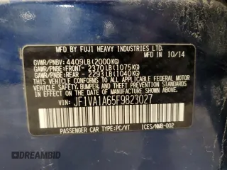 2015 Subaru WRX с VIN JF1VA1A65F9823027, выставлен на аукционе Copart как лот 52108155 с пробегом 149 240 миль миль и Списание • Salvage title. История ставок и продаж доступна на DreamBid. Изображение 13.