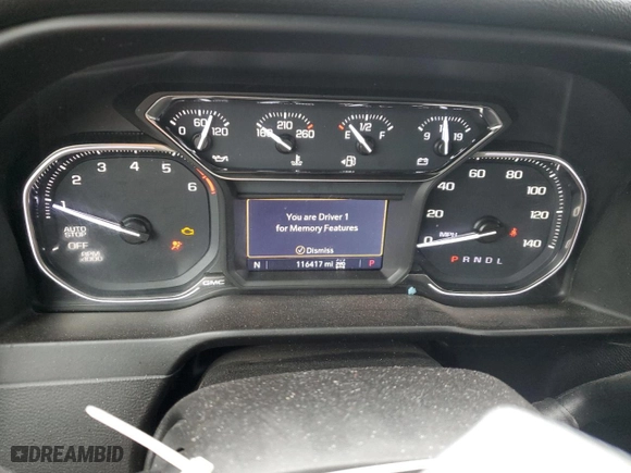 2019 GMC Sierra 1500 SLT with VIN 1GTU9DED9KZ137916, listed as a Copart auction lot 43611525 with 116,417 mi miles and Salvage Title. Bid and sale history available at carsss.com. Image 9.