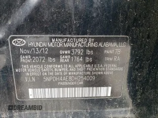 2013 Hyundai Elantra Limited with VIN 5NPDH4AE8DH254009, listed as a Copart auction lot 51278115 with 131,463 mi miles and Salvage Title. Bid and sale history available at DreamBid. Image 14.