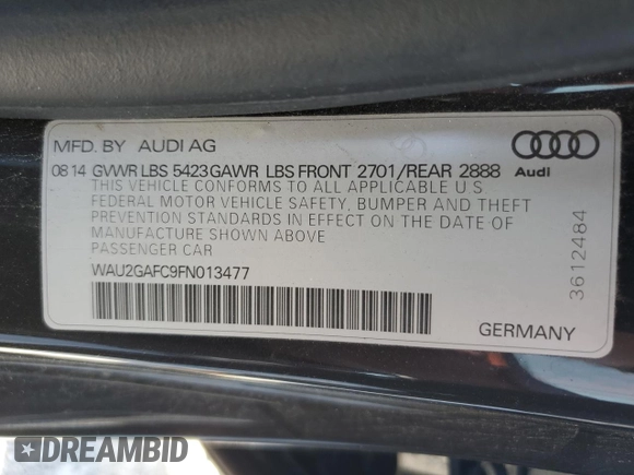 2015 Audi A7 3.0 Prestige with VIN WAU2GAFC9FN013477, listed as a Copart auction lot 75324864 with 87,144 mi miles and Salvage Title. Bid and sale history available at carsss.com. Image 12.