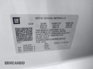 2019 Chevrolet Tahoe LT with VIN 1GNSCBKCXKR219413, listed as a IAAI auction lot 42013260 with 92,886 mi miles and . Bid and sale history available at DreamBid. Image 9.