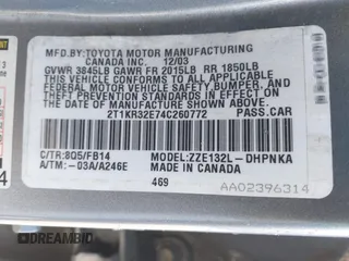 2004 Toyota Matrix Std with VIN 2T1KR32E74C260772, listed as a IAAI auction lot 42183991 with 1 mi miles. Bid and sale history available at carsss.com. Image 9.