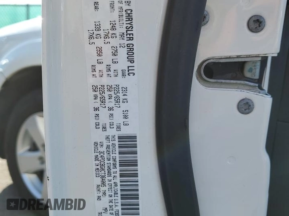 2012 Dodge Journey SXT z VIN 3C4PDCBG0CT364005, wystawiony jako Copart lot #55636265 z przebiegiem 150 048 mil mil oraz Szkoda całkowita • Salvage title. Historia ofert i sprzedaży dostępna na DreamBid. Obrazek 13.