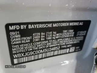 2021 BMW X1 xDrive28i with VIN WBXJG9C00M5U34852, listed as a Copart auction lot 47538875 with 21,546 mi miles and Salvage Title. Bid and sale history available at carsss.com. Image 14.