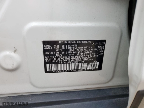 2018 Subaru Outback Touring with VIN 4S4BSATC0J3317674, listed as a Copart auction lot 57211034 with 98,632 mi miles and Salvage Title. Bid and sale history available at carsss.com. Image 12.