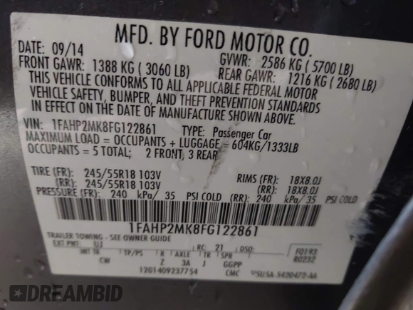 2015 Ford Police Interceptor с VIN 1FAHP2MK8FG122861, выставлен на аукционе IAAI как лот 42362351 с пробегом 80 646 миль миль и . История ставок и продаж доступна на DreamBid. Изображение 9.