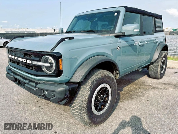 2022 Ford Bronco с VIN 1FMEE5DP3NLB62749, выставлен на аукционе Copart как лот 58267595 с пробегом 59 444 миль миль и Списание • Salvage title. История ставок и продаж доступна на DreamBid. Изображение 2.
