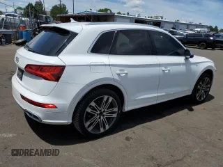 2018 Audi SQ5 Premium Plus with VIN WA1A4AFY6J2009863, listed as a Copart auction lot 56418064 with 76,666 mi miles and Salvage Title. Bid and sale history available at DreamBid. Image 3.