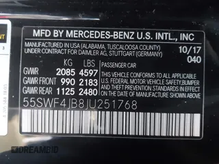2018 Mercedes-Benz C 300 with VIN 55SWF4JB8JU251768, listed as a IAAI auction lot 41276662 with 99,045 mi miles and . Bid and sale history available at carsss.com. Image 9.