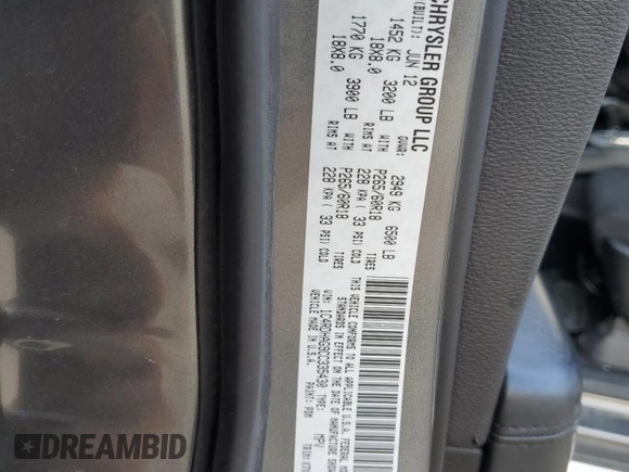 2012 Dodge Durango SXT with VIN 1C4RDHAG9CC335430, listed as a Copart auction lot 55495995 with 210,063 mi miles and Salvage title. Bid and sale history available at DreamBid. Image 13.