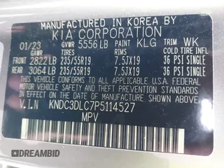2023 Kia EV6 Wind with VIN KNDC3DLC7P5114527, listed as a IAAI auction lot 41665100 with 8,313 mi miles and . Bid and sale history available at DreamBid. Image 9.