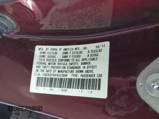 2015 Honda Accord EX-L z VIN 1HGCR2F8XFA003889, wystawiony jako IAAI lot #41916056 z przebiegiem 114 741 mil mil oraz . Historia ofert i sprzedaży dostępna na DreamBid. Obrazek 9.