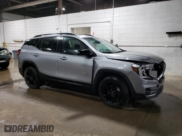 2023 GMC Terrain AT4 with VIN 3GKALYEG7PL257643, listed as a Copart auction lot 49889525 with Not provided miles and Salvage title. Bid and sale history available at DreamBid. Image 4.