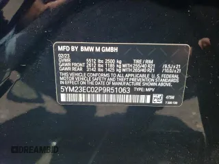 2023 BMW X4 M z VIN 5YM23EC02P9R51063, wystawiony jako Copart lot #62437474 z przebiegiem 5 395 mil mil oraz Szkoda całkowita • Salvage title. Historia ofert i sprzedaży dostępna na DreamBid. Obrazek 12.