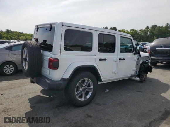 2020 Jeep Wrangler Unlimited Sahara with VIN 1C4HJXEG3LW243396, listed as a Copart auction lot 58709415 with 28,725 mi miles and Salvage title. Bid and sale history available at DreamBid. Image 3.