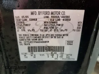 2006 Ford Super Duty F-250 XL with VIN 1FTSX21P66EA06859, listed as a Copart auction lot 66954964 with 0 mi miles and Salvage Title. Bid and sale history available at carsss.com. Image 12.