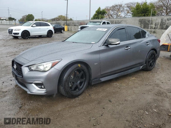 2020 Infiniti Q50 3.0t LUXE with VIN JN1EV7AP3LM203637, listed as a Copart auction lot 48579525 with 79,647 mi miles and Salvage Title. Bid and sale history available at carsss.com. Image 1.