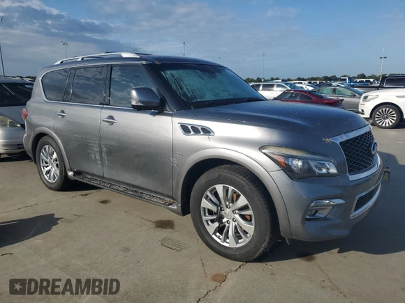 2015 Infiniti QX80 with VIN JN8AZ2NF9F9572311, listed as a Copart auction lot 75133454 with 0 mi miles and Salvage Title. Bid and sale history available at carsss.com. Image 4.