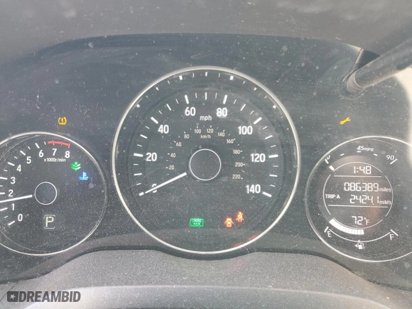 2016 Honda HR-V EX with VIN 3CZRU6H54GM746242, listed as a Copart auction lot 48137265 with 86,389 mi miles and Salvage Title. Bid and sale history available at carsss.com. Image 9.