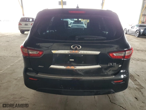 2013 Infiniti JX35 with VIN 5N1AL0MN4DC309603, listed as a Copart auction lot 52105525 with 139,508 mi miles and Salvage Title. Bid and sale history available at carsss.com. Image 6.