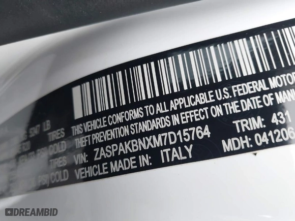 2021 Alfa Romeo Stelvio Ti with VIN ZASPAKBNXM7D15764, listed as a IAAI auction lot 41502764 with 48,714 mi miles. Bid and sale history available at carsss.com. Image 9.