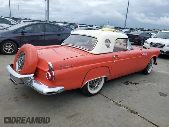 1956 Ford Thunderbird with VIN P6GH329799, listed as a Copart auction lot 74238794 with 75,811 mi miles and Salvage Title. Bid and sale history available at DreamBid. Image 3.