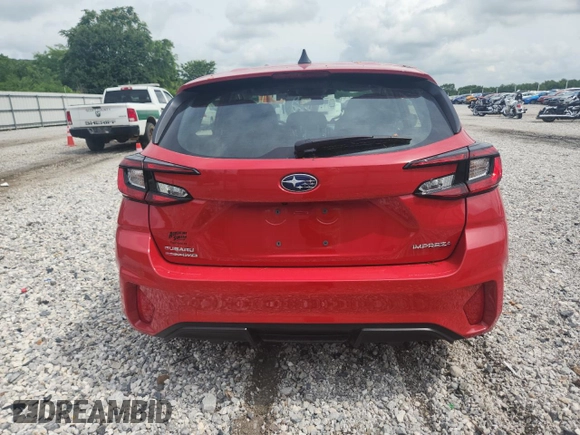 2024 Subaru Impreza with VIN JF1GUABC4R8852212, listed as a Copart auction lot 59700495 with 6,477 mi miles and Salvage title. Bid and sale history available at DreamBid. Image 6.