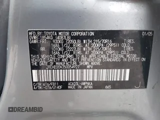 2005 Toyota RAV4 with VIN JTEHD20V350054927, listed as a IAAI auction lot 41913257 with 216,442 mi miles. Bid and sale history available at carsss.com. Image 9.