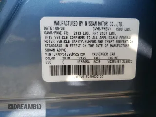 2006 Infiniti G35 with VIN JNKCV51E26M522120, listed as a Copart auction lot 62259174 with 123,641 mi miles and Salvage Title. Bid and sale history available at DreamBid. Image 12.