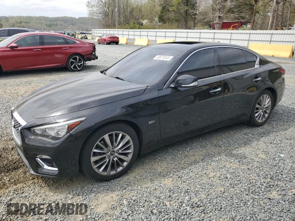 2019 Infiniti Q50 3.0t LUXE with VIN JN1EV7AP6KM517880, listed as a Copart auction lot 48670045 with 89,406 mi miles and Salvage Title. Bid and sale history available at carsss.com. Image 1.