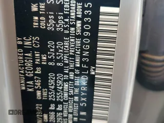 2022 Kia Sorento X-Line SX Prestige with VIN 5XYRKDLF3NG090335, listed as a Copart auction lot 56588295 with 36,435 mi miles and Salvage title. Bid and sale history available at DreamBid. Image 13.