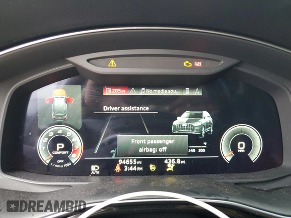 2021 Audi Q7 Premium with VIN WA1AJAF73MD023311, listed as a Copart auction lot 57396725 with 94,655 mi miles and Salvage title. Bid and sale history available at DreamBid. Image 9.